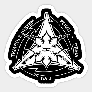 Upper Left Chest Triangle System with Swords White Lettering Sticker